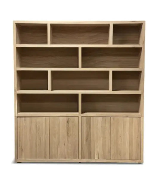 Bibliothèque Asymétrique Ébène – MOTAKAF Design Géométrique & Rangement Mixte