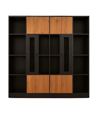 Bibliothèque Modulaire Contrastée – Bois &amp; Noir