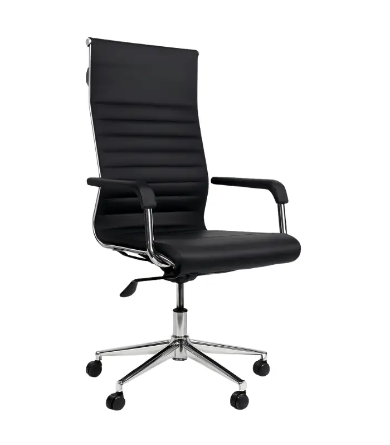 Fauteuil de Bureau Ergonomique Executive Line – Cuir Noir & Finitions Chromées